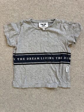 Grey Short-Sleeve Kids Tee with Navy Band -